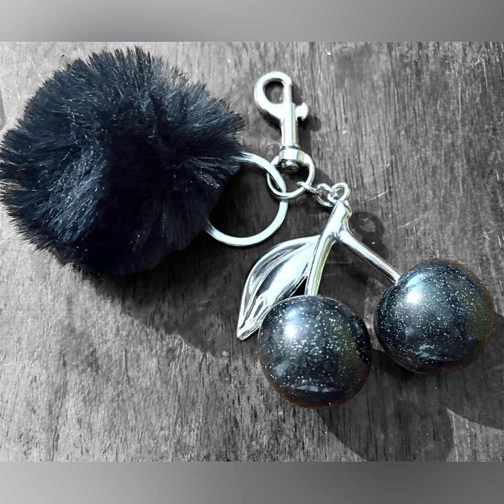 Elegant Black and Silver Cherry Key Holder